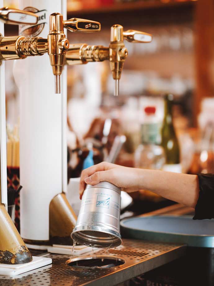 Ball Aluminum Cup near bar taps