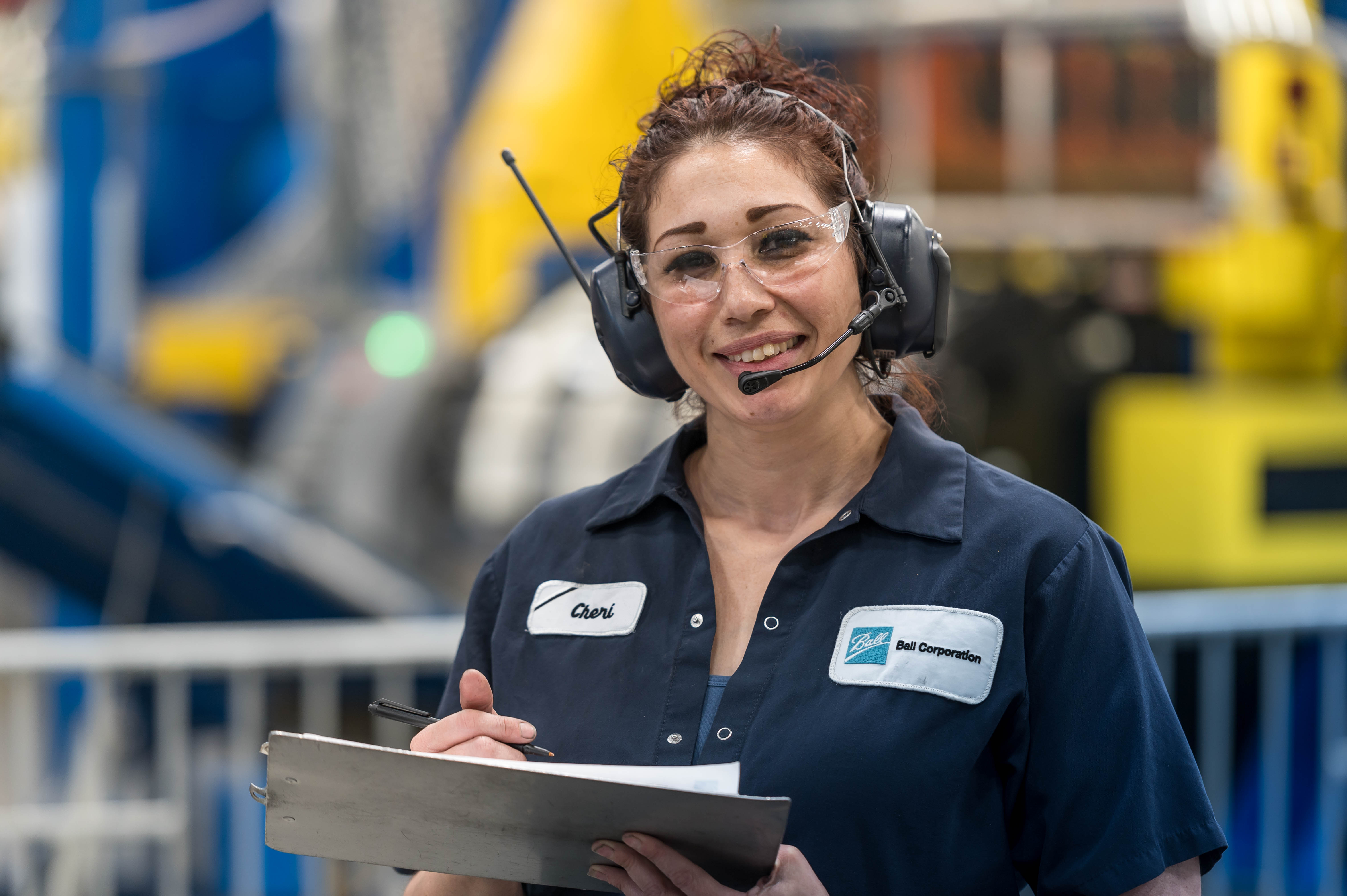 Smiling factory worker